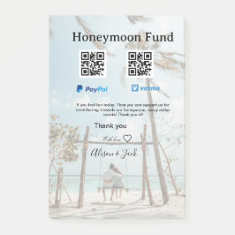 Honeymoon fund venomo paypal donation Q R couple Post-it Block