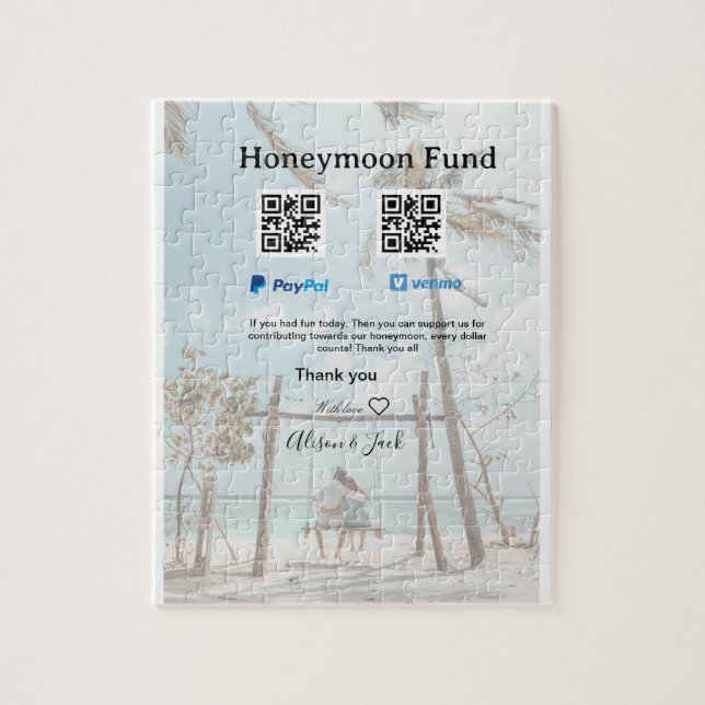 Honeymoon fund venomo paypal donation Q R couple Pussel (Vertikal)