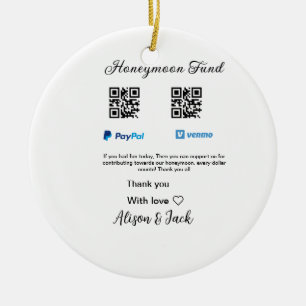 Honeymoon Fund venomo paypal Donation Q R-par Julgransprydnad Keramik