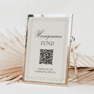 Honeymoon Fund Vintage Light Grått Sign Inbjudningar