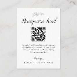 Honeymoon Fund Wedding QR Code Minimal Elegant Tilläggskort