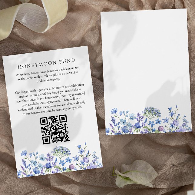 Honeymoon Fund WildblommPeriwinkle Bröllop Tilläggskort (Honeymoon Fund enclosure card from my Lilac + Periwinkle Wildflower Wedding Collection)