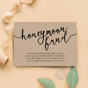 Honeymoon Fund Wish Pengarar, Modern Rustic Bröllo Tilläggskort