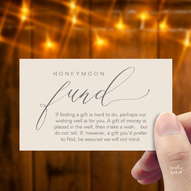 Honeymoon Fund Wishing Well, Wish, A Note On Gifts Tilläggskort (Honeymoon Fund Wishing Well, Wish, A Note On Gifts Enclosure Card in Cream Grey)