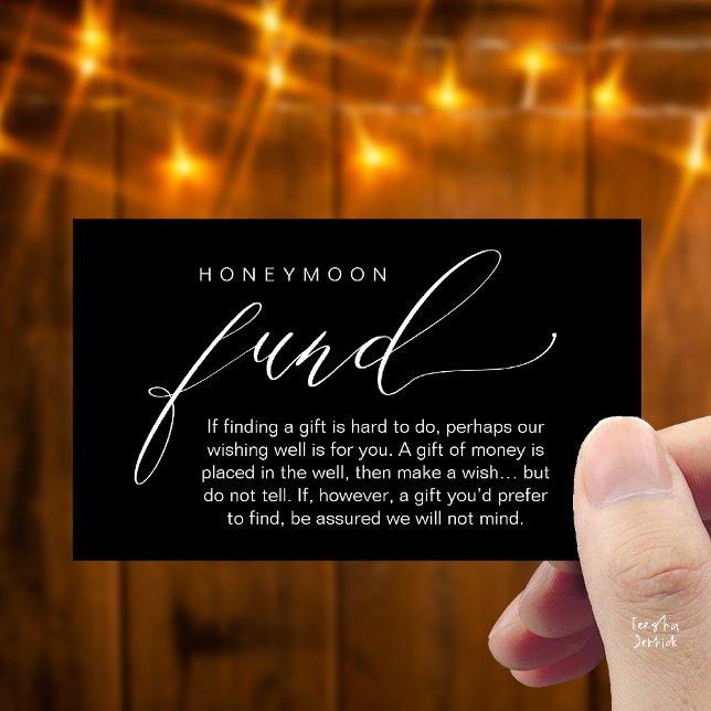 Honeymoon Fund Wishing Well, Wish, A Note On Gifts Tilläggskort (Honeymoon Fund Wishing Well, Wish, A Note On Gifts Enclosure Card in White Black)