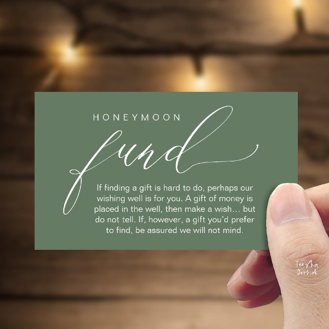 Honeymoon Fund Wishing Well, Wish, A Note On Gifts Tilläggskort (Honeymoon Fund Wishing Well, Wish, A Note On Gifts Enclosure Card in Sage Green)