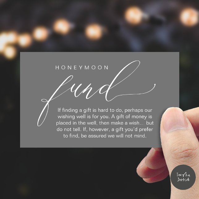 Honeymoon Fund Wishing Well, Wish, A Note On Gifts Tilläggskort (Honeymoon Fund Wishing Well, Wish, A Note On Gifts Enclosure Card in Dark Grey)