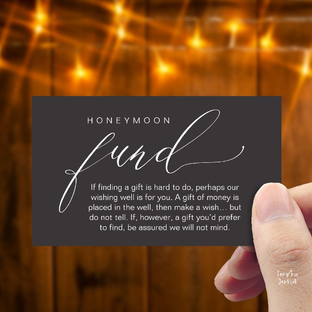 Honeymoon Fund Wishing Well, Wish, A Note On Gifts Tilläggskort (Honeymoon Fund Wishing Well, Wish, A Note On Gifts Enclosure Card in Charcoal Grey)