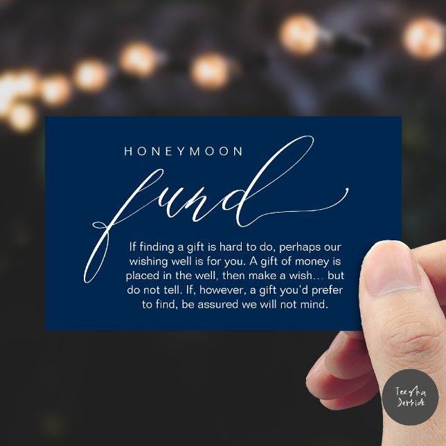 Honeymoon Fund Wishing Well, Wish, A Note On Gifts Tilläggskort (Honeymoon Fund Wishing Well, Wish, A Note On Gifts Enclosure Card in Navy Blue)