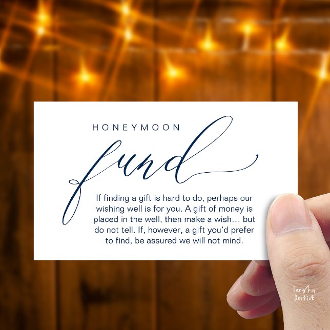 Honeymoon Fund Wishing Well, Wish, A Note On Gifts Tilläggskort (Honeymoon Fund Wishing Well, Wish, A Note On Gifts Enclosure Card in Navy Blue)