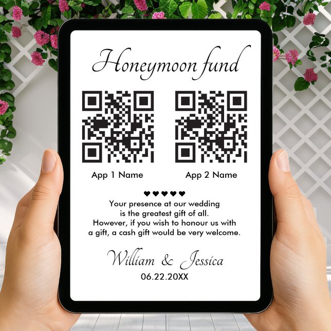 Honeymoon Fund With 2 QR Code And Photo Kort (Skapare uppladdad)