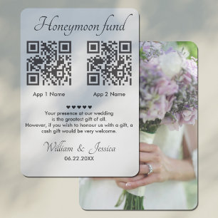 Honeymoon Fund with 2 QR Code and Photo Tilläggskort