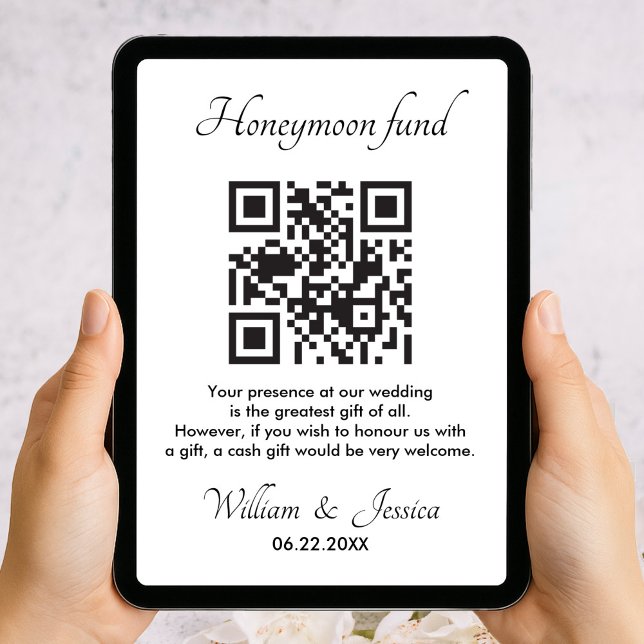 Honeymoon Fund With QR Code Enclosure Card Kort (Skapare uppladdad)