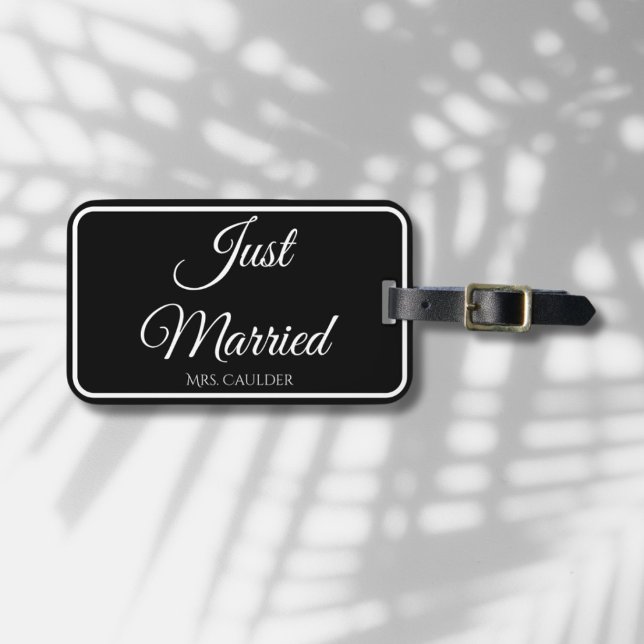 Honeymoon Gift med ny gifta Personligt bröllp - Bagagebricka (Custom Just Married Luggage Tag)