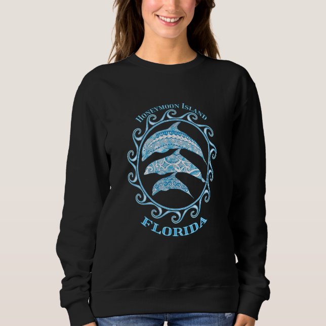 Honeymoon Island Florida Tribal Dolphins Ocean Ani T Shirt (Framsida)