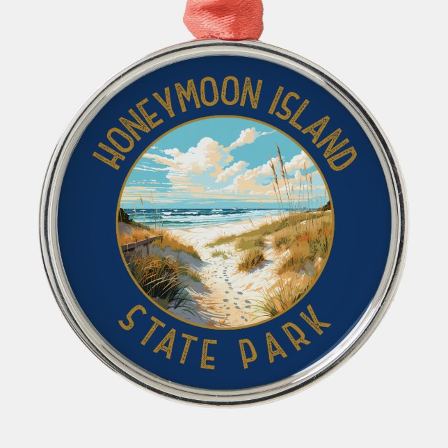 Honeymoon Island State Park Retro Distress Julgransprydnad Metall (Framsidan)