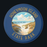 Honeymoon Island State Park Retro Distress Magnet<br><div class="desc">Konstruktion för Honeymoon Island State Park-vektorbilder. En del av en rad barriäröar som samlas Bukt i Mexiko utanför Floridas Kusten.</div>