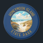 Honeymoon Island State Park Retro Distress Magnet<br><div class="desc">Konstruktion för Honeymoon Island State Park-vektorbilder. En del av en rad barriäröar som samlas Bukt i Mexiko utanför Floridas Kusten.</div>