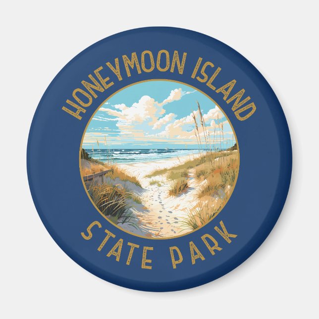 Honeymoon Island State Park Retro Distress Magnet (Framsidan)