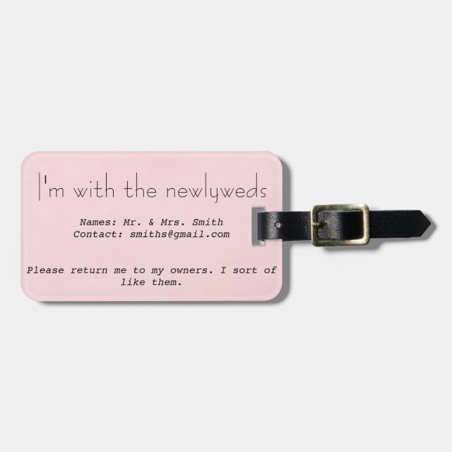 Honeymoon Luggage Tag Bagagebricka (Horisontell Framsida)