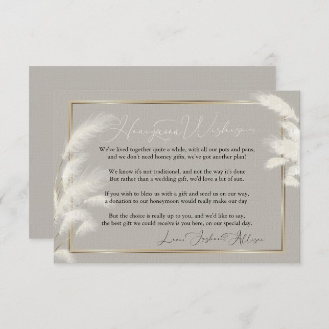 Honeymoon Önskemål Allison 1a-inbjudan Inbjudningar (Fram/baksida)