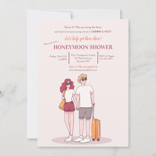 Honeymoon Shower-inbjudan 2 Inbjudningar (Framsida)