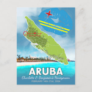 Honeymoon Vacation Memories Aruba Island Karta Vykort