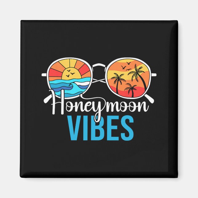 Honeymoon Vibes Par Vacation Bröllop Bride Gro Magnet (Framsidan)