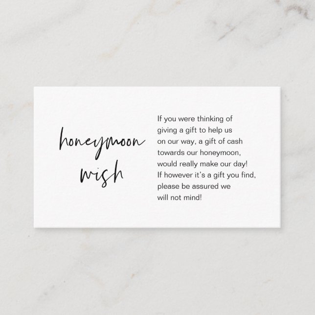 Honeymoon Wish and Fund, Modern Script Tilläggskort (Framsida)