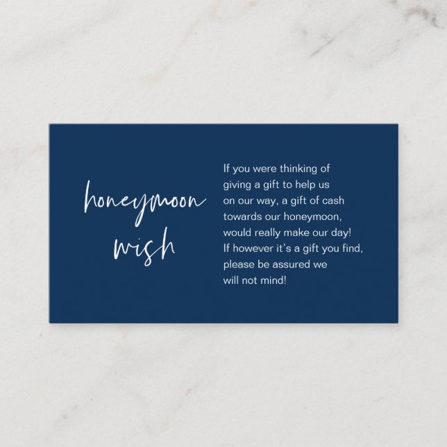 Honeymoon Wish and Fund, Navy Blue Tilläggskort (Framsida)