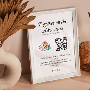 Honeymoon Wish Bröllop Registry Fund Qr Code Gift Poster
