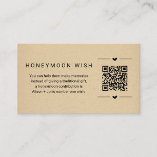 Honeymoon Wish/Fund Card w QR-kod Infoga Tilläggskort