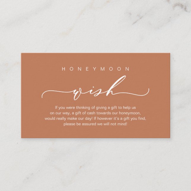 Honeymoon Wish, modern romantisk design Tilläggskort (Framsida)