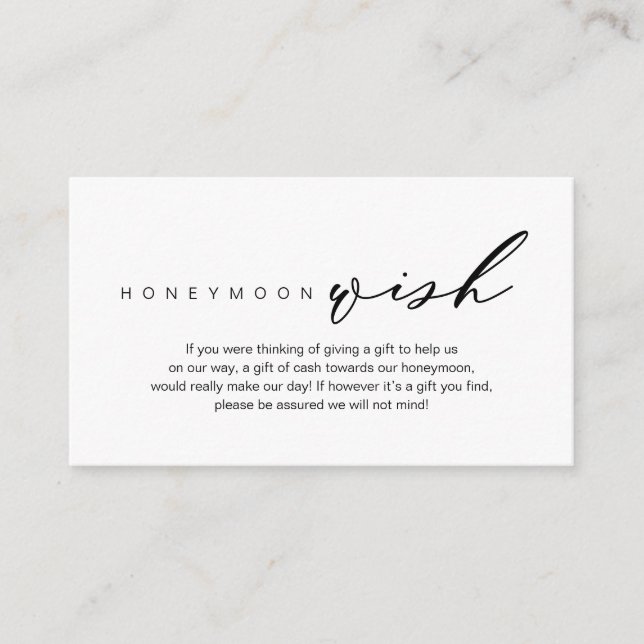 Honeymoon Wish, modern romantisk design Tilläggskort (Framsida)