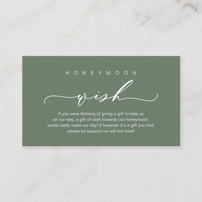 Honeymoon Wish, modern romantisk design Tilläggskort (Framsida)