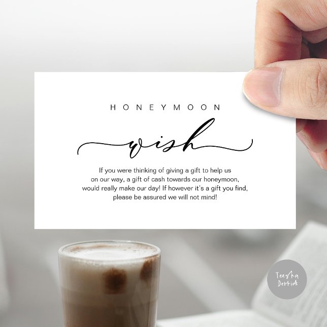 Honeymoon Wish, modern romantisk design Tilläggskort (Honeymoon Wish, Modern romantic design Enclosure Card, Black and White)