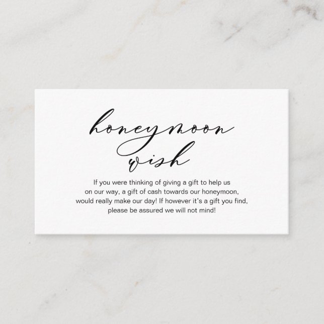 Honeymoon Wish, modern romantisk design Tilläggskort (Framsida)