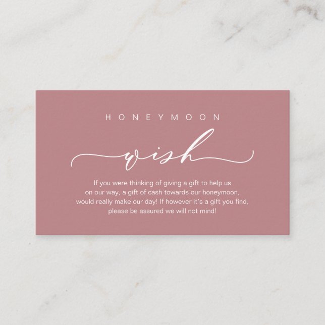Honeymoon Wish, modern romantisk design Tilläggskort (Framsida)