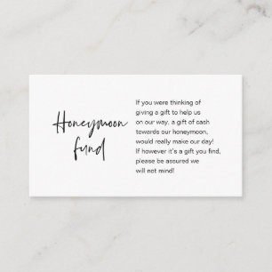 Honeymoon Wish or Fund, Modern Script Tilläggskort