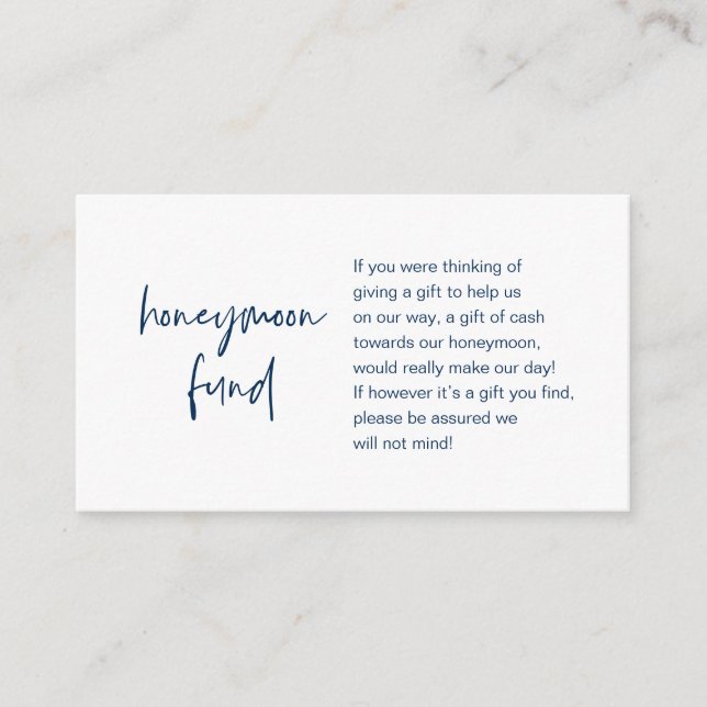 Honeymoon Wish or Fund, Modern Script Tilläggskort (Framsida)