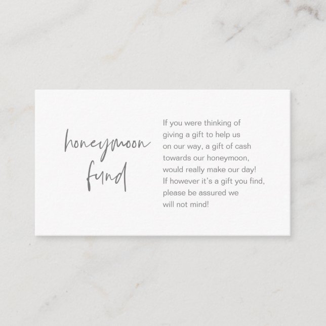 Honeymoon Wish or Fund, Mörk Grått Tilläggskort (Framsida)