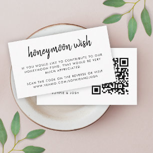 Honeymoon Wish QR-kod Bröllop Registry White Tilläggskort