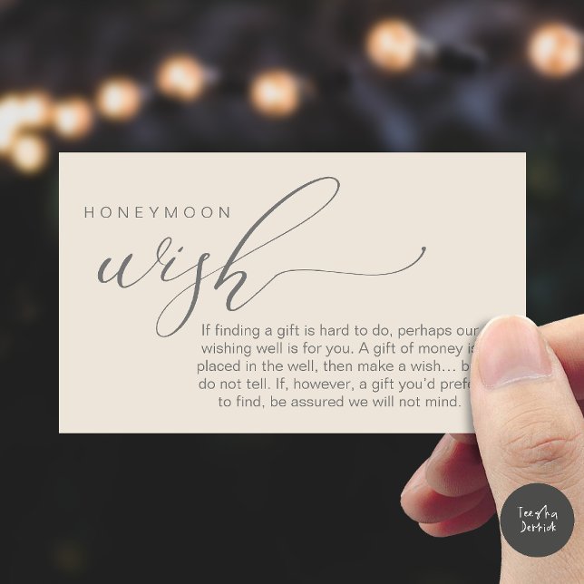 Honeymoon Wish Wishing Well, Fund, A Note On Gifts Tilläggskort (Honeymoon Fund Wishing Well, Wish, A Note On Gifts Enclosure Card in Cream Grey)