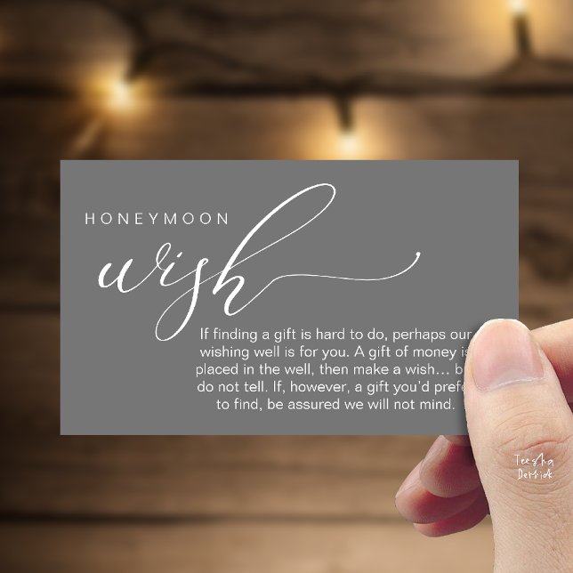 Honeymoon Wish Wishing Well, Fund, A Note On Gifts Tilläggskort (Honeymoon Fund Wishing Well, Wish, A Note On Gifts Enclosure Card in Dark Grey)