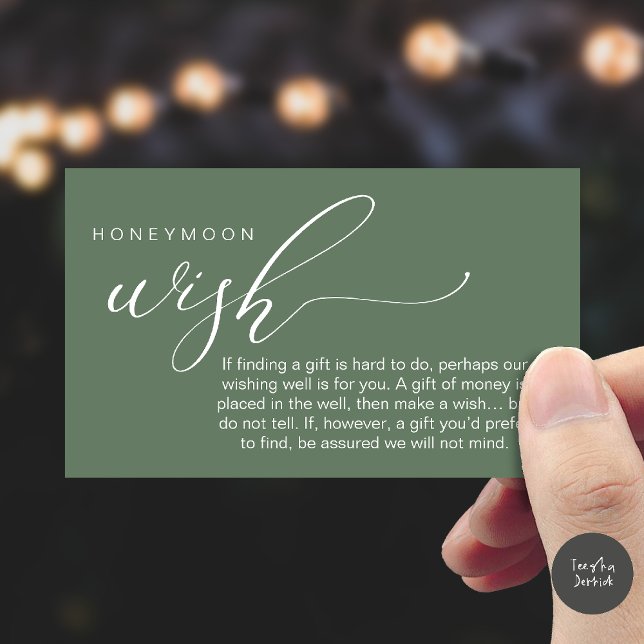 Honeymoon Wish Wishing Well, Fund, A Note On Gifts Tilläggskort (Honeymoon Fund Wishing Well, Wish, A Note On Gifts Enclosure Card in Sage Green)