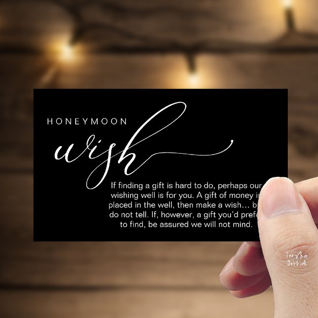 Honeymoon Wish Wishing Well, Fund, A Note On Gifts Tilläggskort (Honeymoon Fund Wishing Well, Wish, A Note On Gifts Enclosure Card in White Black)