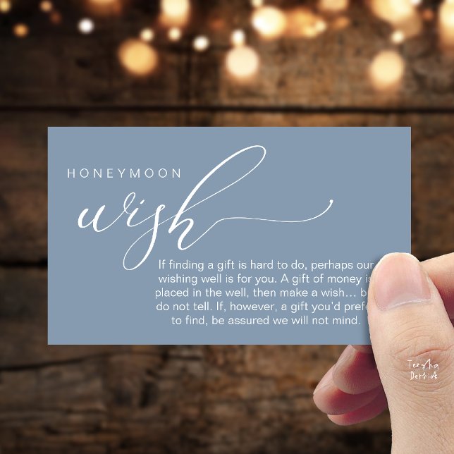 Honeymoon Wish Wishing Well, Fund, A Note On Gifts Tilläggskort (Honeymoon Fund Wishing Well, Wish, A Note On Gifts Enclosure Card in Dusty Blue)