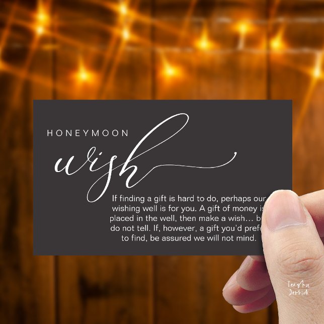 Honeymoon Wish Wishing Well, Fund, A Note On Gifts Tilläggskort (Honeymoon Fund Wishing Well, Wish, A Note On Gifts Enclosure Card in Charcoal Grey)