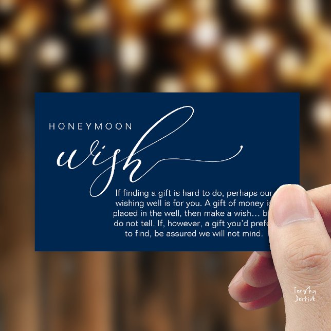 Honeymoon Wish Wishing Well, Fund, A Note On Gifts Tilläggskort (Honeymoon Fund Wishing Well, Wish, A Note On Gifts Enclosure Card in Navy Blue)