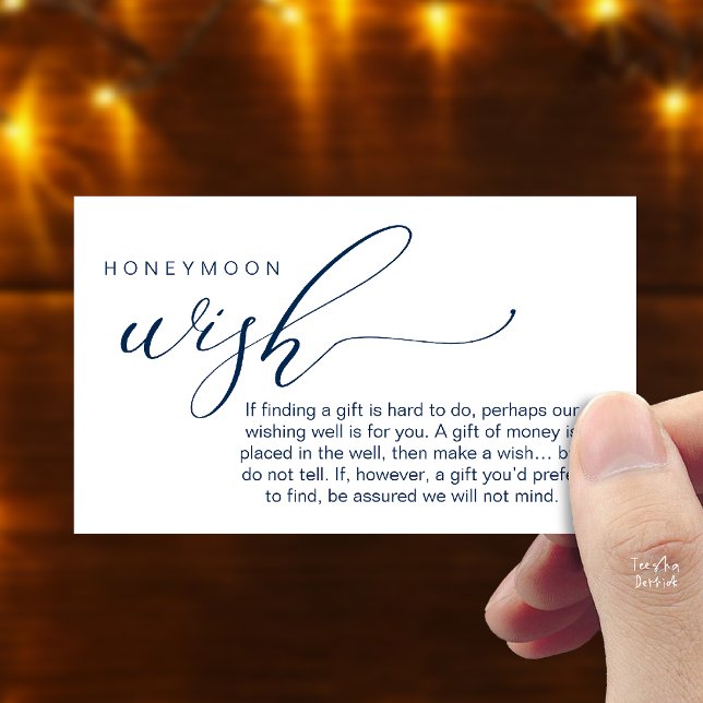 Honeymoon Wish Wishing Well, Fund, A Note On Gifts Tilläggskort (Honeymoon Fund Wishing Well, Wish, A Note On Gifts Enclosure Card in Navy Blue)